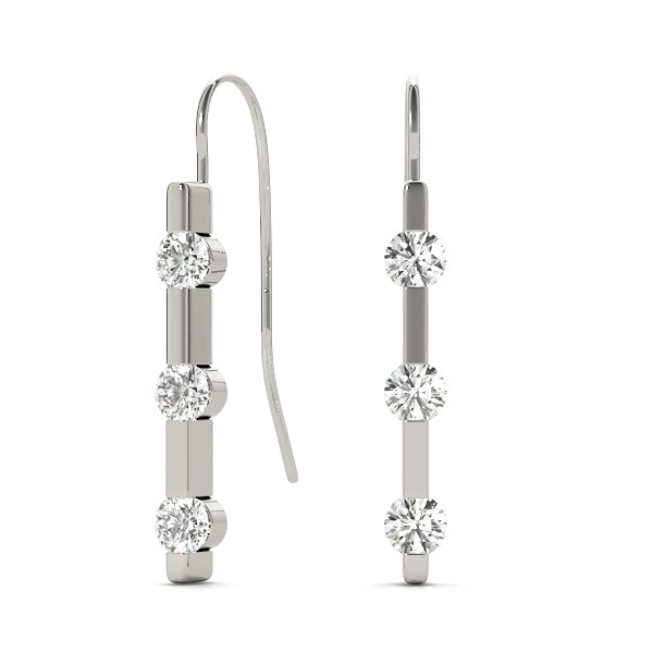 Lab Diamond 3 Stone Round Earrings