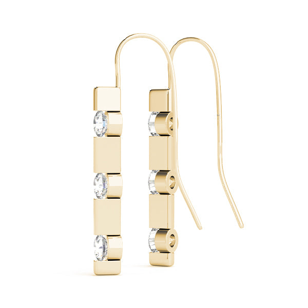 14K Yellow Gold Lab Diamond 3-Stone Earrings