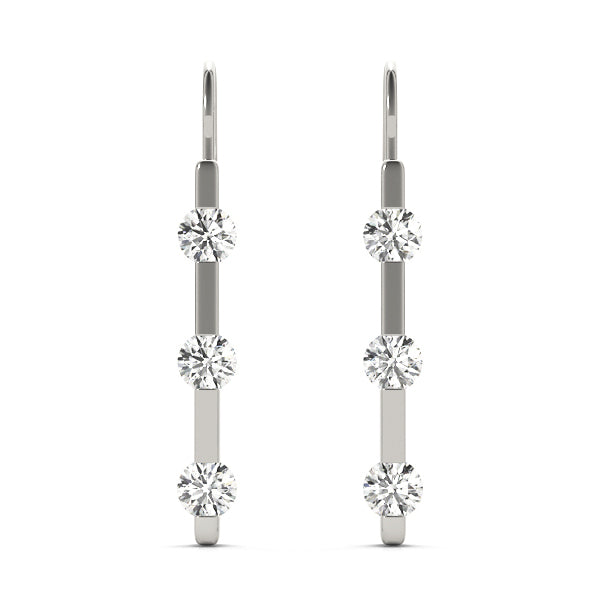 Lab Diamond 3 Stone Round Earrings