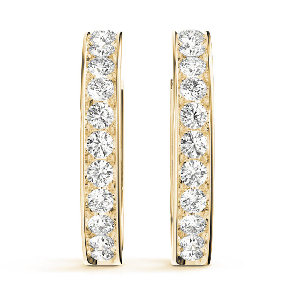 14K Yellow Gold Diamond Fashion Hoop Earrings