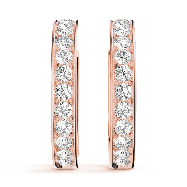 Rose Gold Diamond Hoop Earrings | 1 CTW