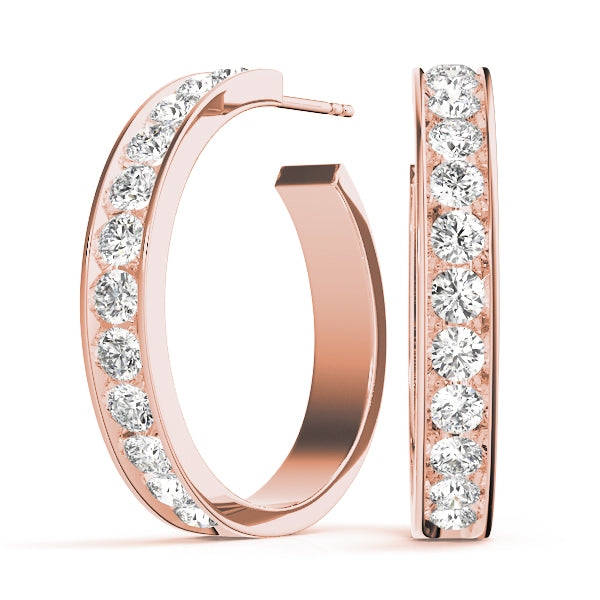 Rose Gold Diamond Hoop Earrings | 1 CTW