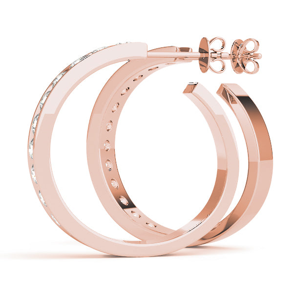 Rose Gold Diamond Hoop Earrings | 1 CTW