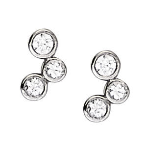 0.12 CTW Round Diamond Three Stone Earrings