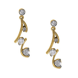 14K Yellow Gold Diamond Stud Fashion Earrings