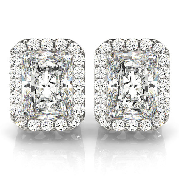 Diamond Halo Earrings in Premium Metals