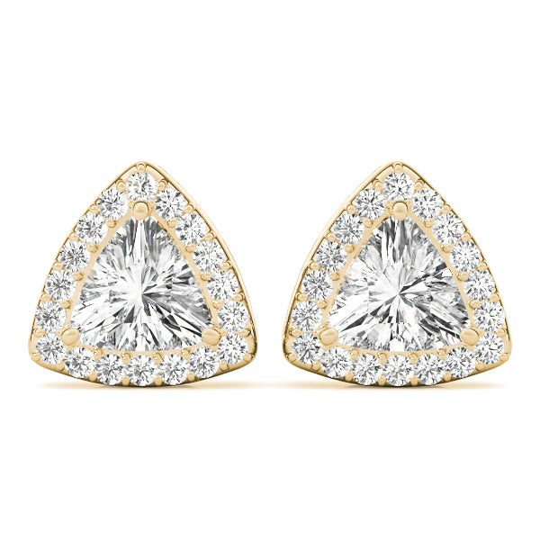 14K Yellow Gold Diamond Halo Earrings