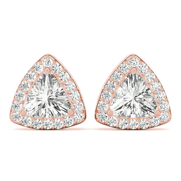 Rose Gold 1/8 CT Diamond Halo Stud Earrings
