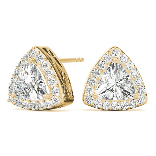 14K Yellow Gold Diamond Halo Earrings