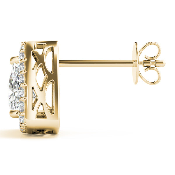 14K Yellow Gold Diamond Halo Earrings
