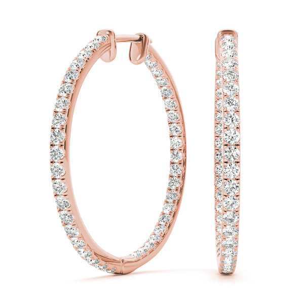 14K Rose Gold Round Diamond Fashion Earrings