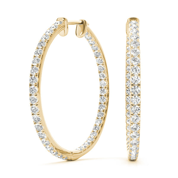 14K Yellow Gold Round Diamond Fashion Earrings