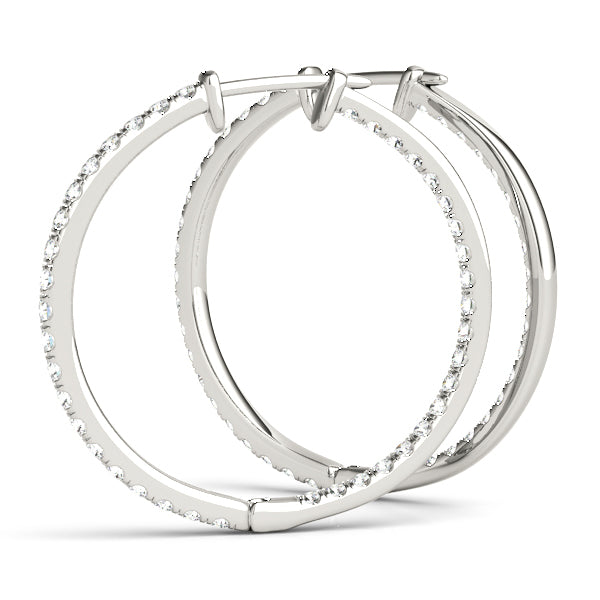 Diamond Round 14K Gold Hoop Earrings