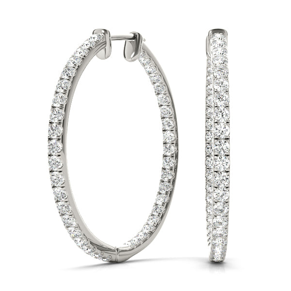 Diamond Round 14K Gold Hoop Earrings