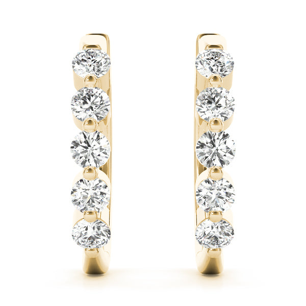 14K Yellow Gold Lab Diamond Hoop Earrings
