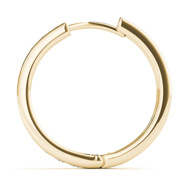 14K Yellow Gold Diamond Fashion Hoop Earrings