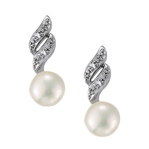 Pearl & Diamond Accent Stud Earrings