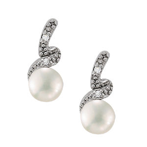 Pearl & Diamond Accent Stud Earrings