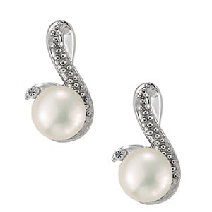 Pearl Diamond Center Stud Earring