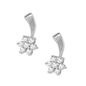7-Stone Round Diamond Cluster Earrings