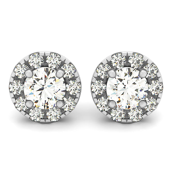 Round Diamond Halo Earrings