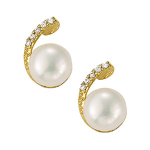 Pearl & Diamond Accent Stud Earrings