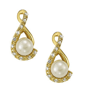 Pearl & Diamond Accent Stud Earrings