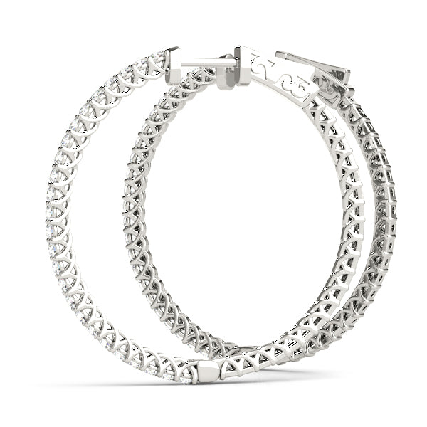 Round Diamond Inside Out Hoop Earrings