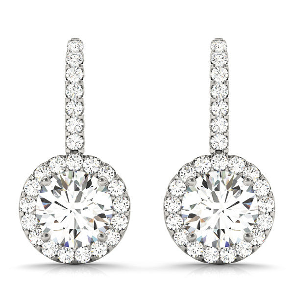 Round Diamond Halo Earrings in Fine Metal