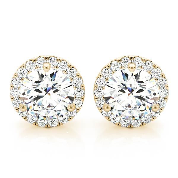 14K Yellow Gold 1ct Diamond Halo Earrings