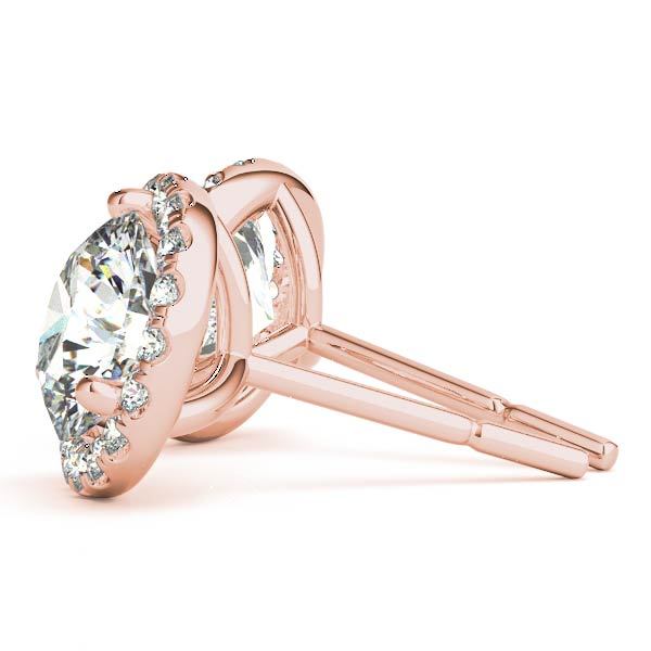 14K Rose Gold 2 CT Diamond Halo Stud Earrings