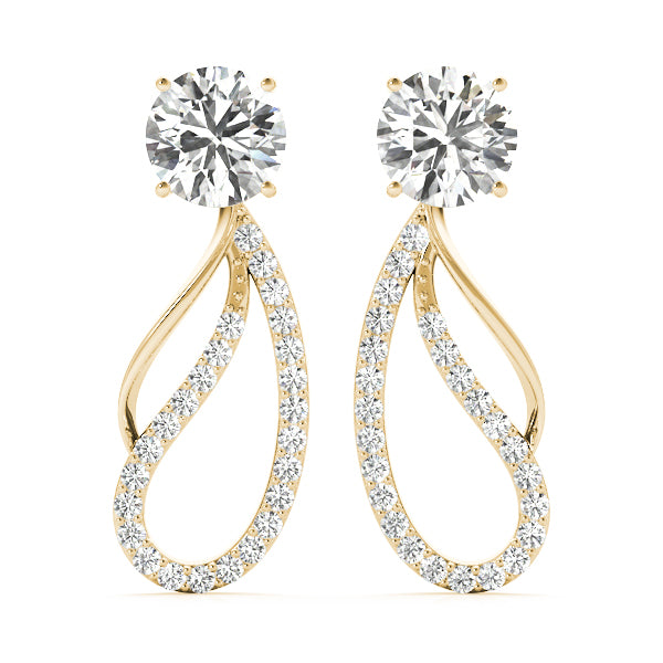 14K Yellow Gold Round Diamond Fashion Earrings
