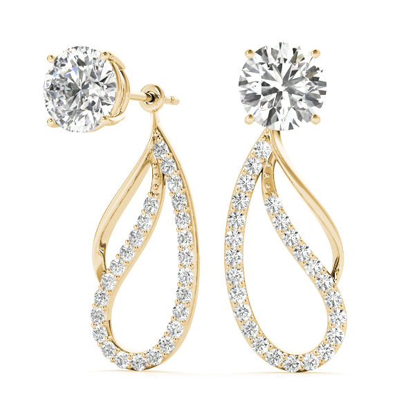 14K Yellow Gold Round Diamond Fashion Earrings