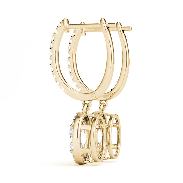 14K Yellow Gold Diamond Halo Earring Pair