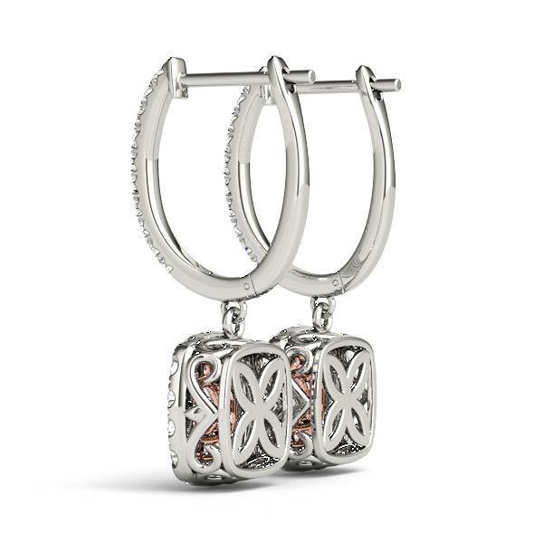 14K Rose Gold Round Diamond Halo Earrings