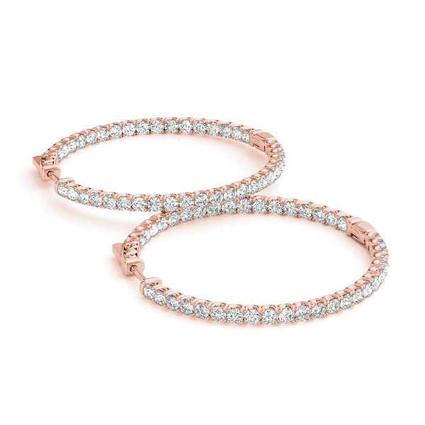 Rose Gold Lab Diamond Inside Out Hoop Earrings
