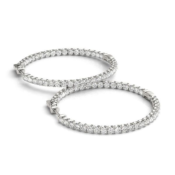 Diamond Round Inside Out Hoop Earrings