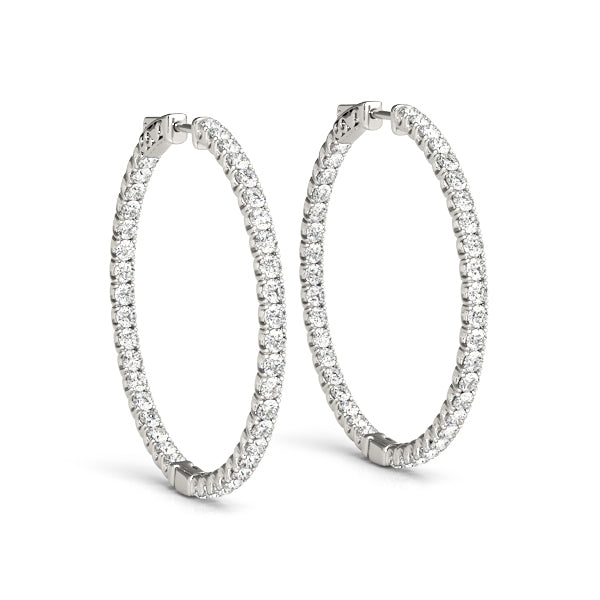 Diamond Round Inside Out Hoop Earrings