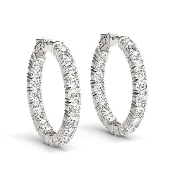 14K Gold Diamond Inside Out Hoop Earrings