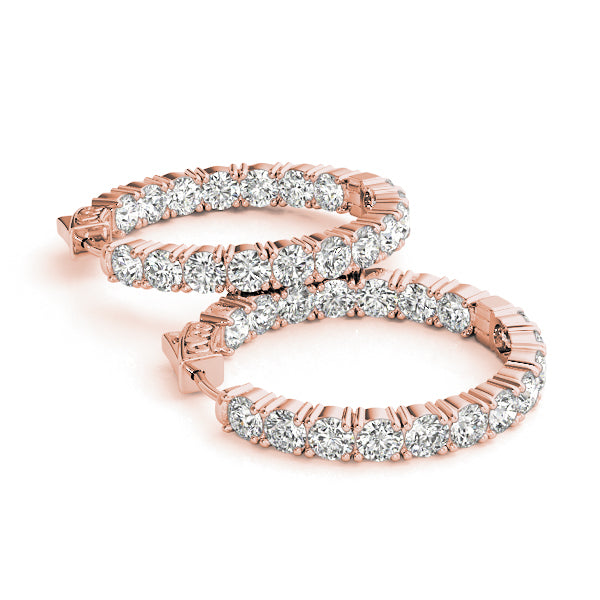 Rose Gold Diamond Inside Out Hoop Earrings - 1.875 ctw