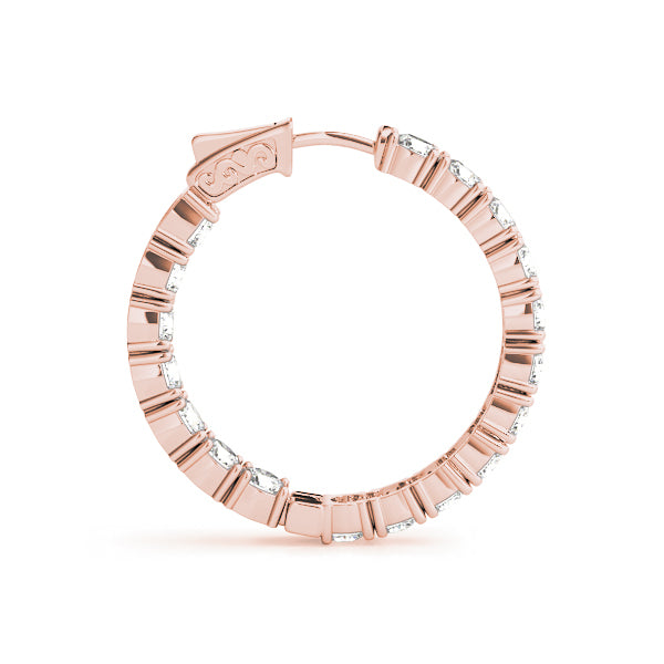 Rose Gold Diamond Inside Out Hoop Earrings - 1.875 ctw