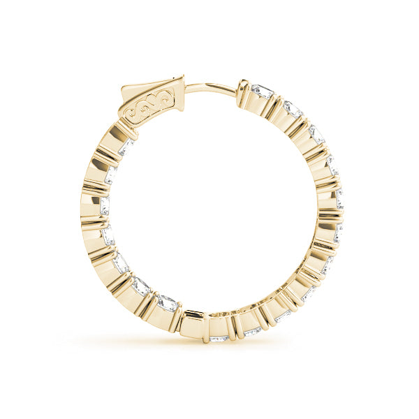 14K Yellow Gold Diamond Inside Out Hoop Earrings