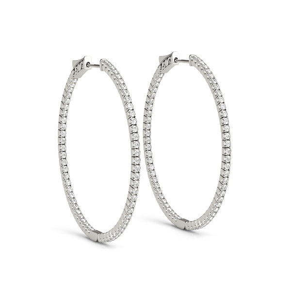 Diamond Inside Out 14K Gold Round Hoop Earrings
