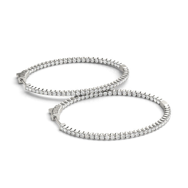 Round Diamond Inside Out Hoop Earrings