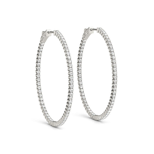 Diamond Inside Out 1.5"" Hoop Earrings