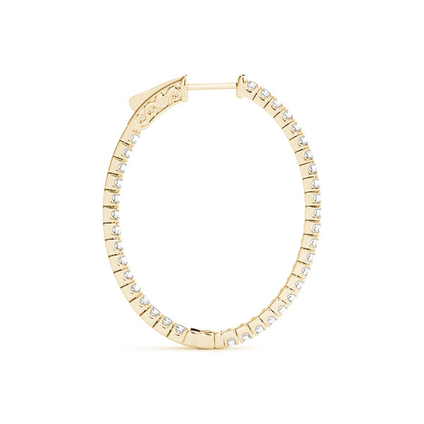 14K Yellow Gold Lab Diamond Inside Out Hoop Earrings