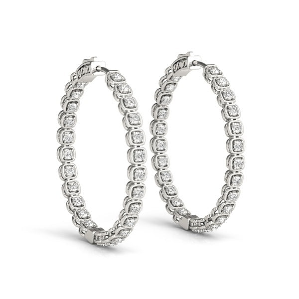 Diamond Inside Out 1.2"" Hoop Earrings