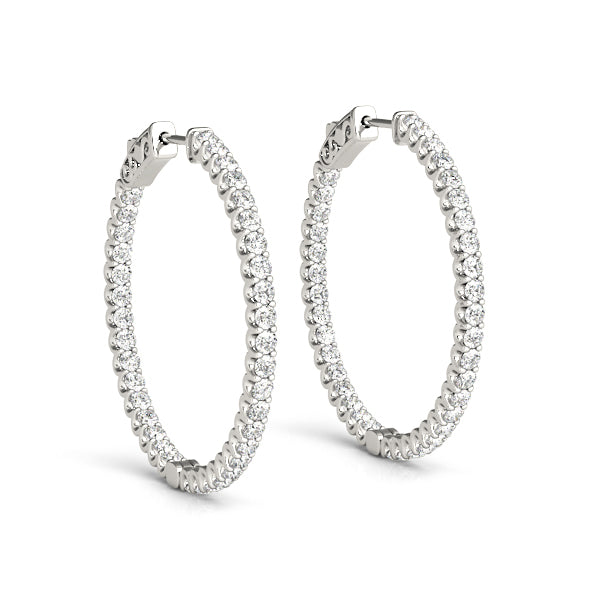 14K Gold 0.25ctw Diamond Inside Out Hoop Earrings