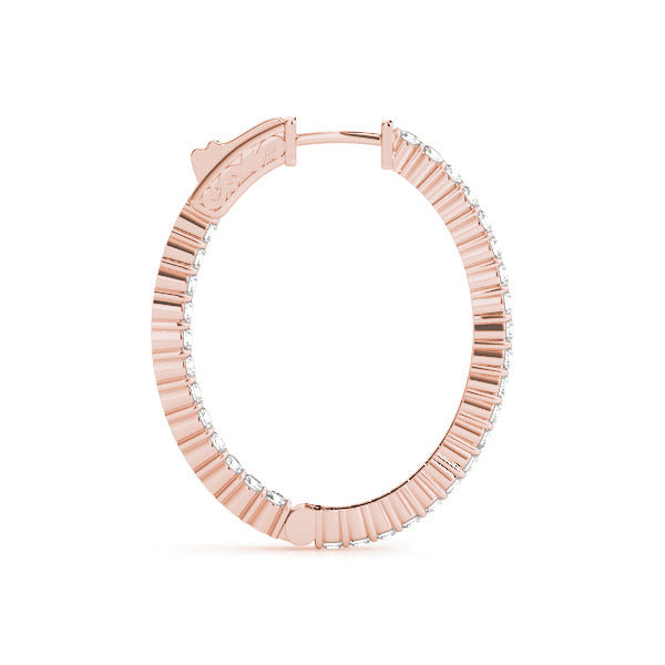14K Rose Gold Diamond Inside Out Hoop Earrings
