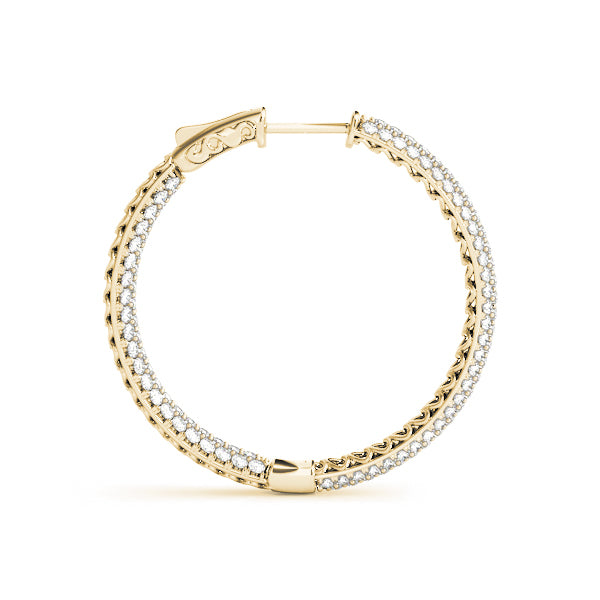 14K Yellow Gold Diamond Inside Out Hoop Earrings